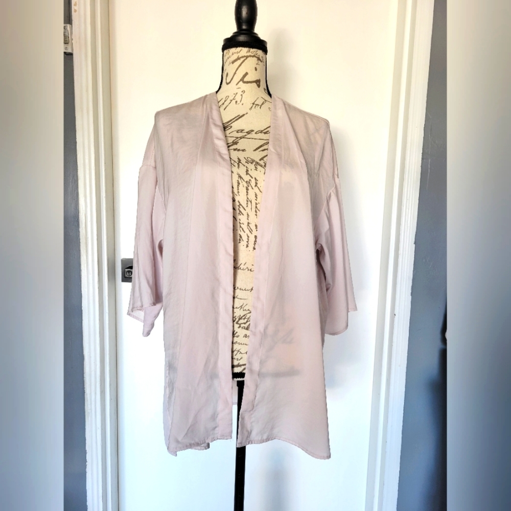 H&M Light Grey Open Front Poncho/Robe Kimono Sheer Size‎ M